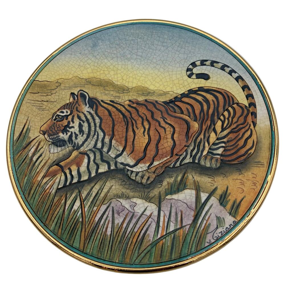 Vintage 1973 Limited Edition "The Tiger" By Artist V. Tiziano Plate #733